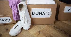 Close up boxes with sorted clothes