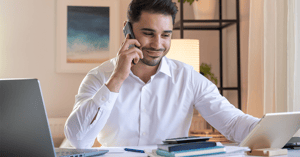 Real estate agent working in home office