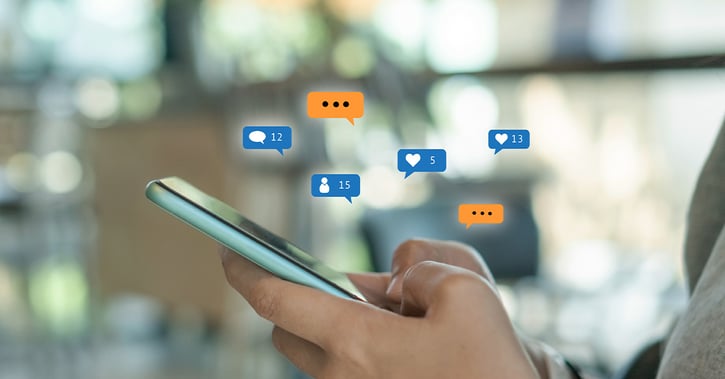 Smartphone with social media icons