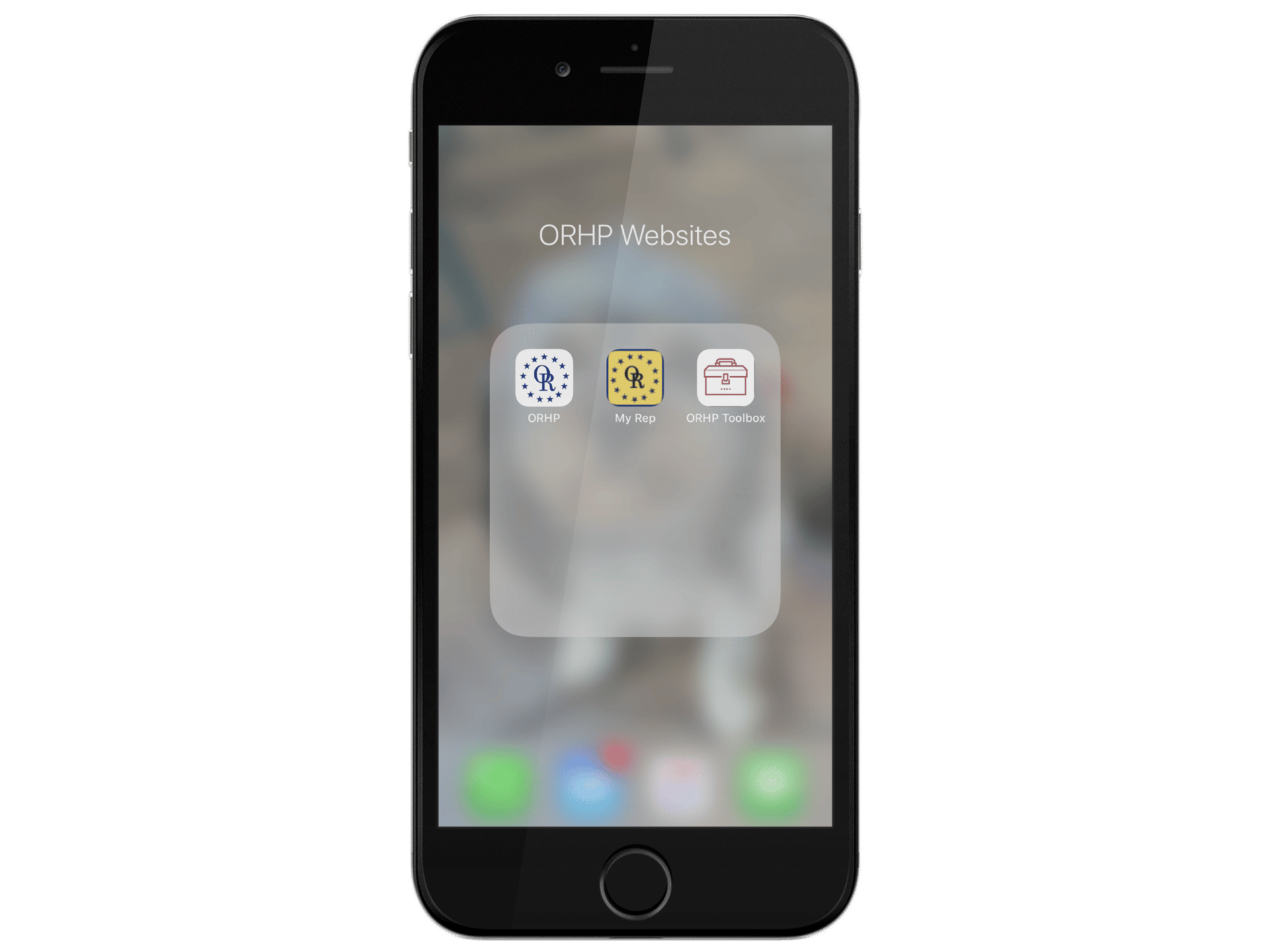 iPhone displaying website shortcuts organized into a shortcut folder on the home screen.