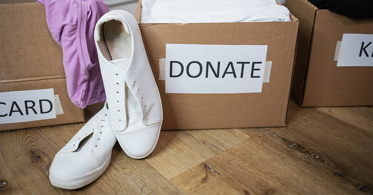 Close up boxes with sorted clothes