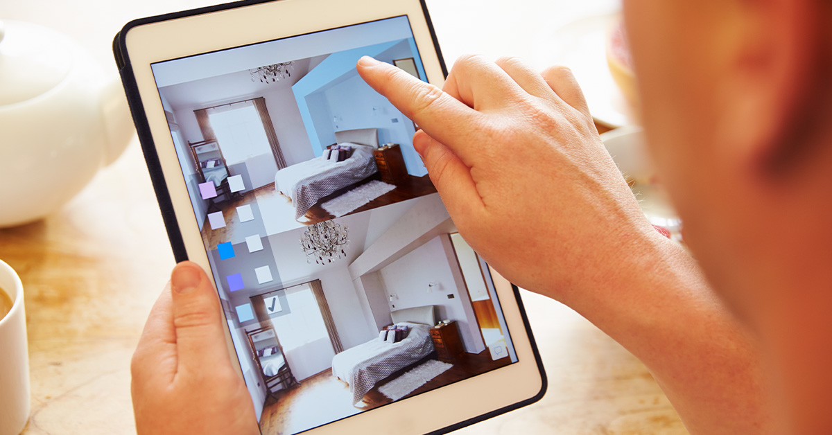 Decorating app on digital tablet
