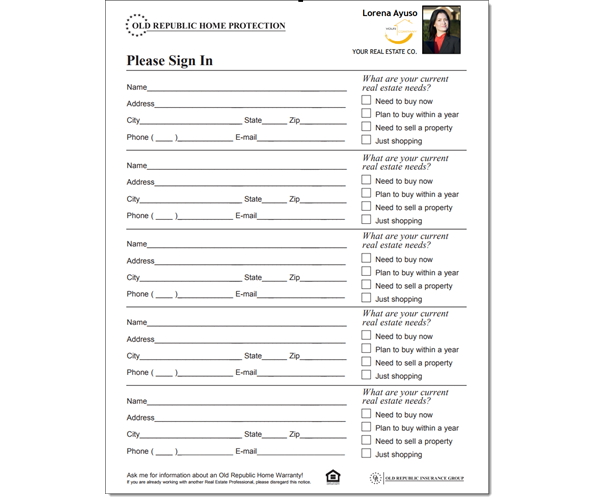 Open House Sign-in Sheet